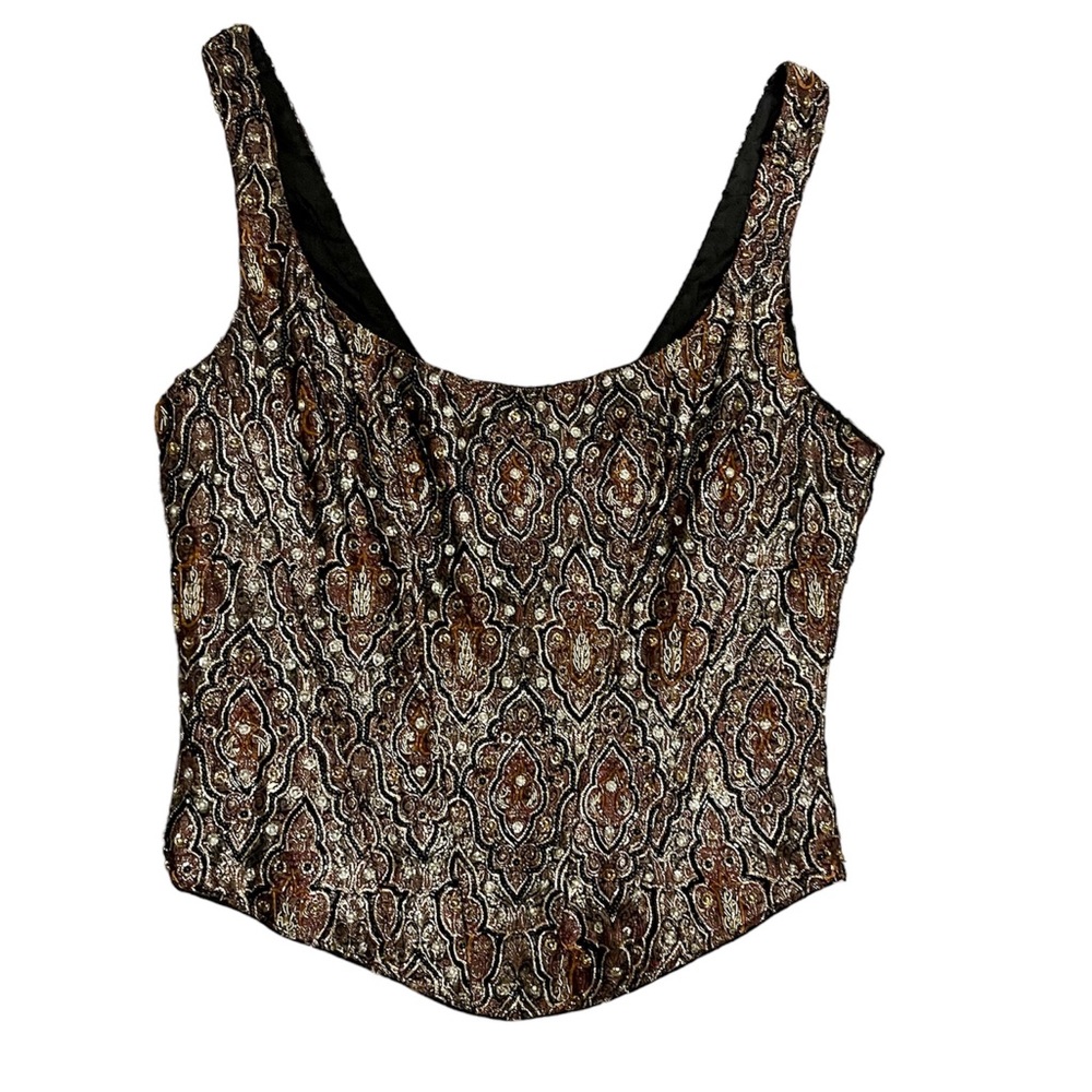 Vintage GiGi Clark Hook & Eye Closure Hand Beaded Silk Corset - Picture 3 of 12